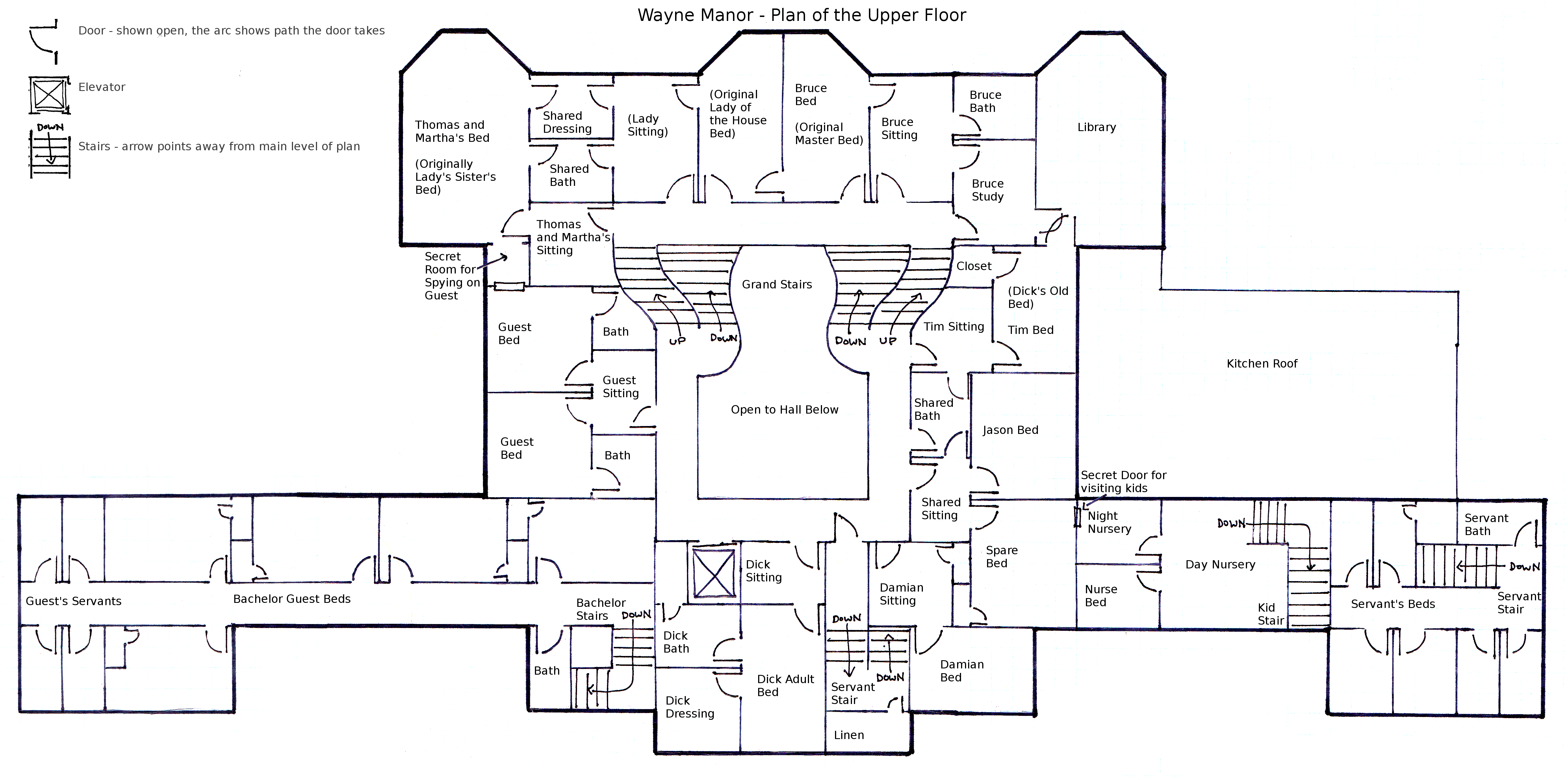 Wayne Manor Upper Floor Plan by geckobot on DeviantArt