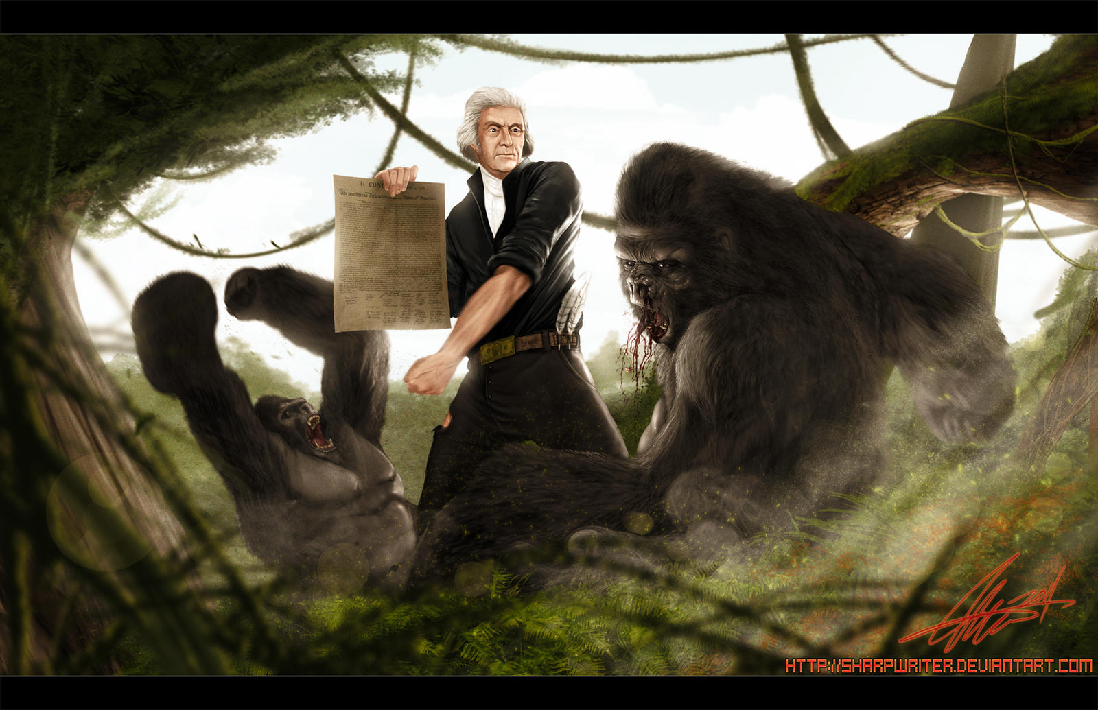 Image result for thomas jefferson punching a gorilla